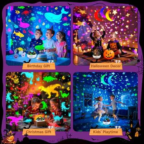 COOLNIGHT Christmas Room Decor, 93 Lighting+3 Films Christmas Projector Christmas Stuff, Remote+Dimmable+360¡Æ Slient Nightlight for Baby Nursery, Christmas Room Decorations, Moon Projector (White)