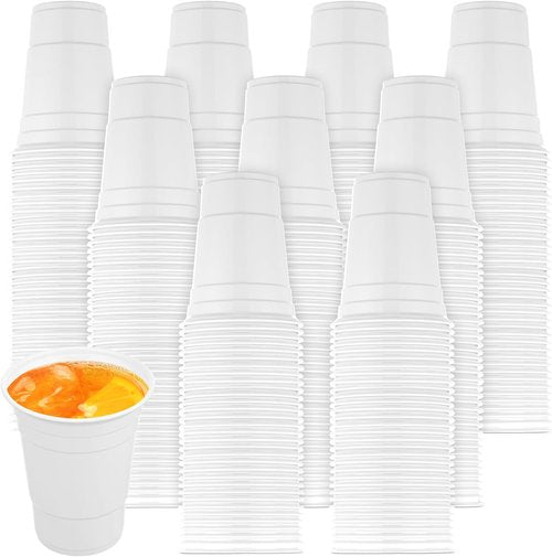 Bokon 200-Pack White Plastic Cups - 16 oz Disposable Drinking Cups for Parties & Events