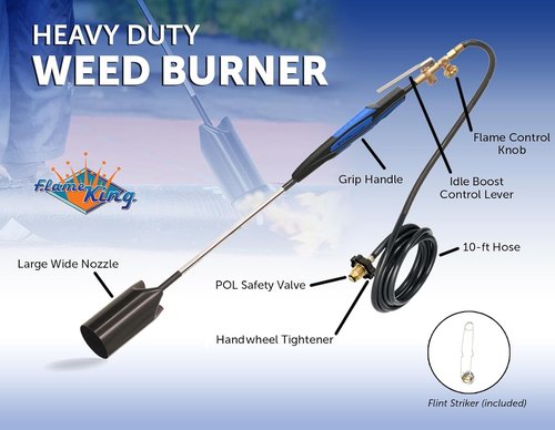 Flame King Propane Torch Kit - Heavy Duty Weed Burner with 500,000 BTU & 10-ft Hose Regulator
