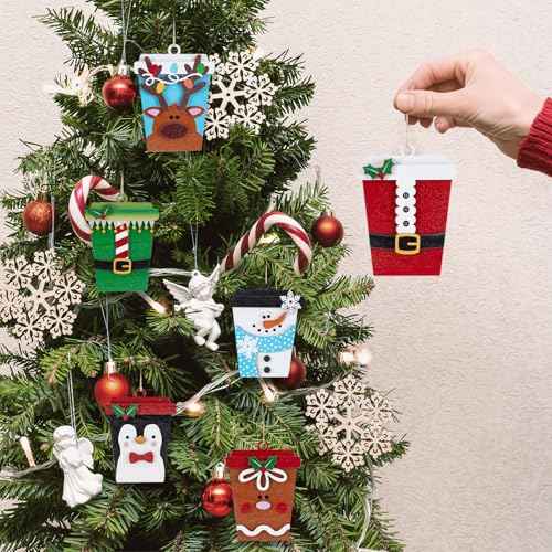 6 Pcs Christmas Card Holder Gift Wooden Snowman Santa Penguin Money and Gift Card Sleeves Christmas Cash Holders Ornament Xmas Decors for Home Tree Winter Holiday