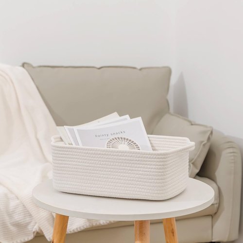 CubesLand Small Cotton Rope Basket - Cute & Durable Organizer for Nursery, Bathroom, or Closet Storage
