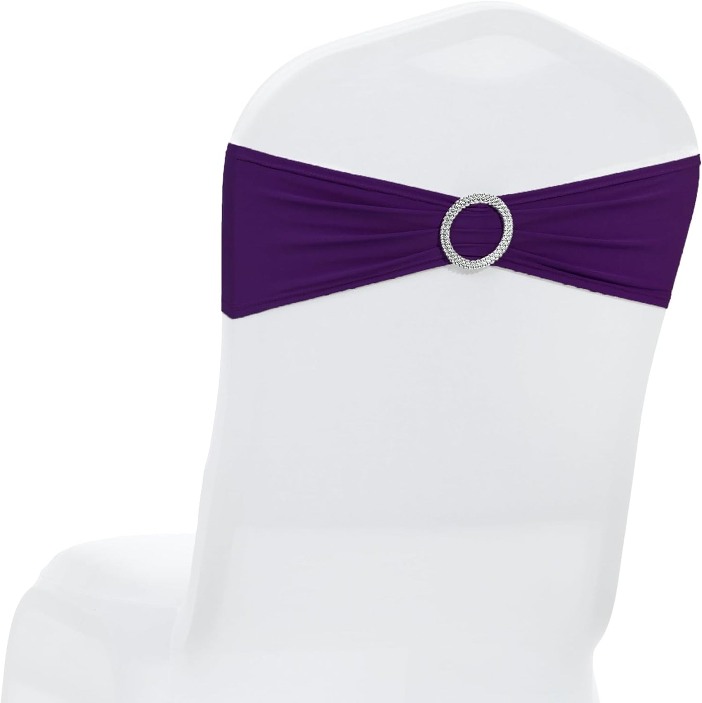 MDS Spandex Chair Sashes - Universal Fit Elastic Stretch Bands with Slider Bow - 125 Pack, Purple