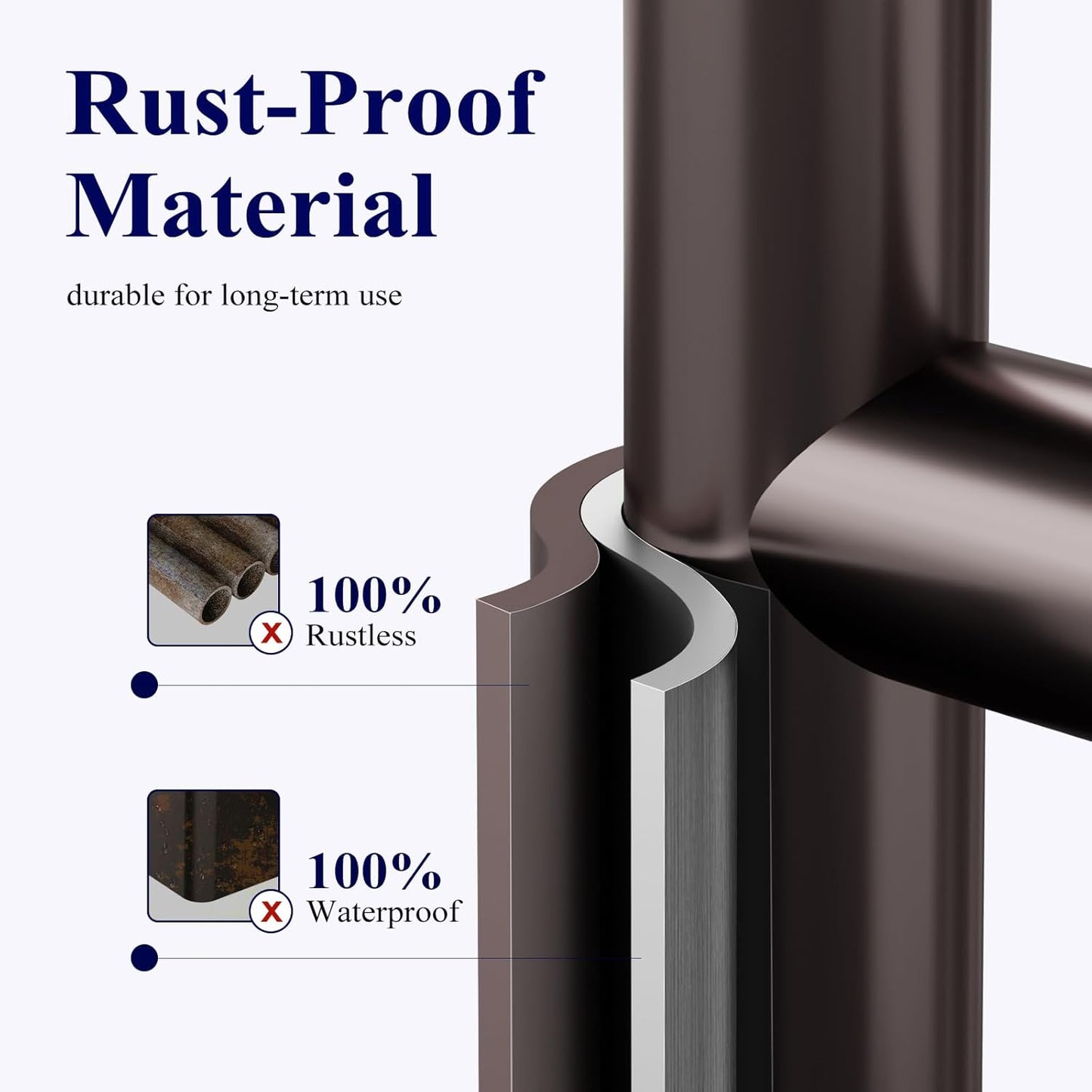 Kitsure Toilet Paper Holder - Rustproof Free Standing Stand for 4 Rolls with Anti-Slip Base & Shelf | Medium Brown
