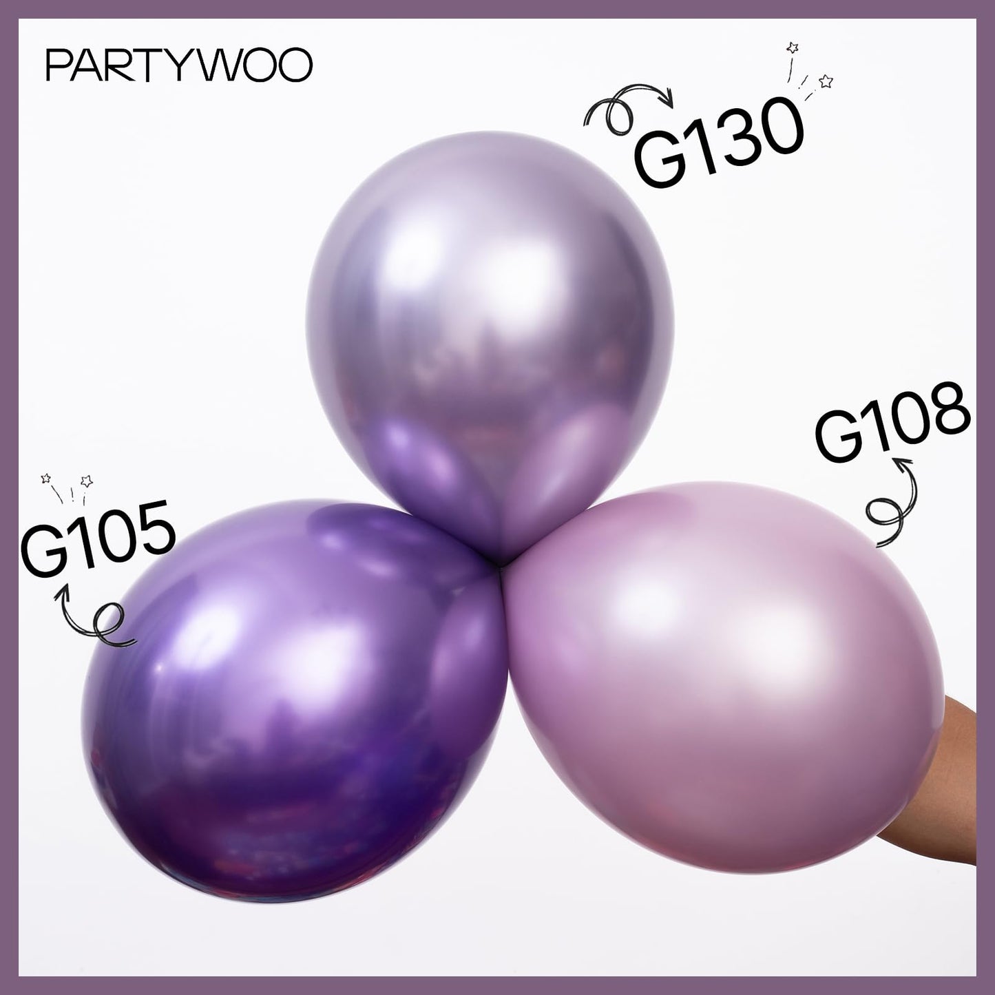 PartyWoo Metallic Purple Balloons 50pcs 12 Inch Chrome purple Balloons for Graduation Baby Shower Bridal Shower Wedding Bachelorette Engagement Girl Butterfly Birthday Party Decorations Purple-G130