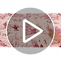 Tegeme 60'' Christmas Toile De Jouy Round Tablecloth Burgundy with Scalloped Edge - 60x60 Inch