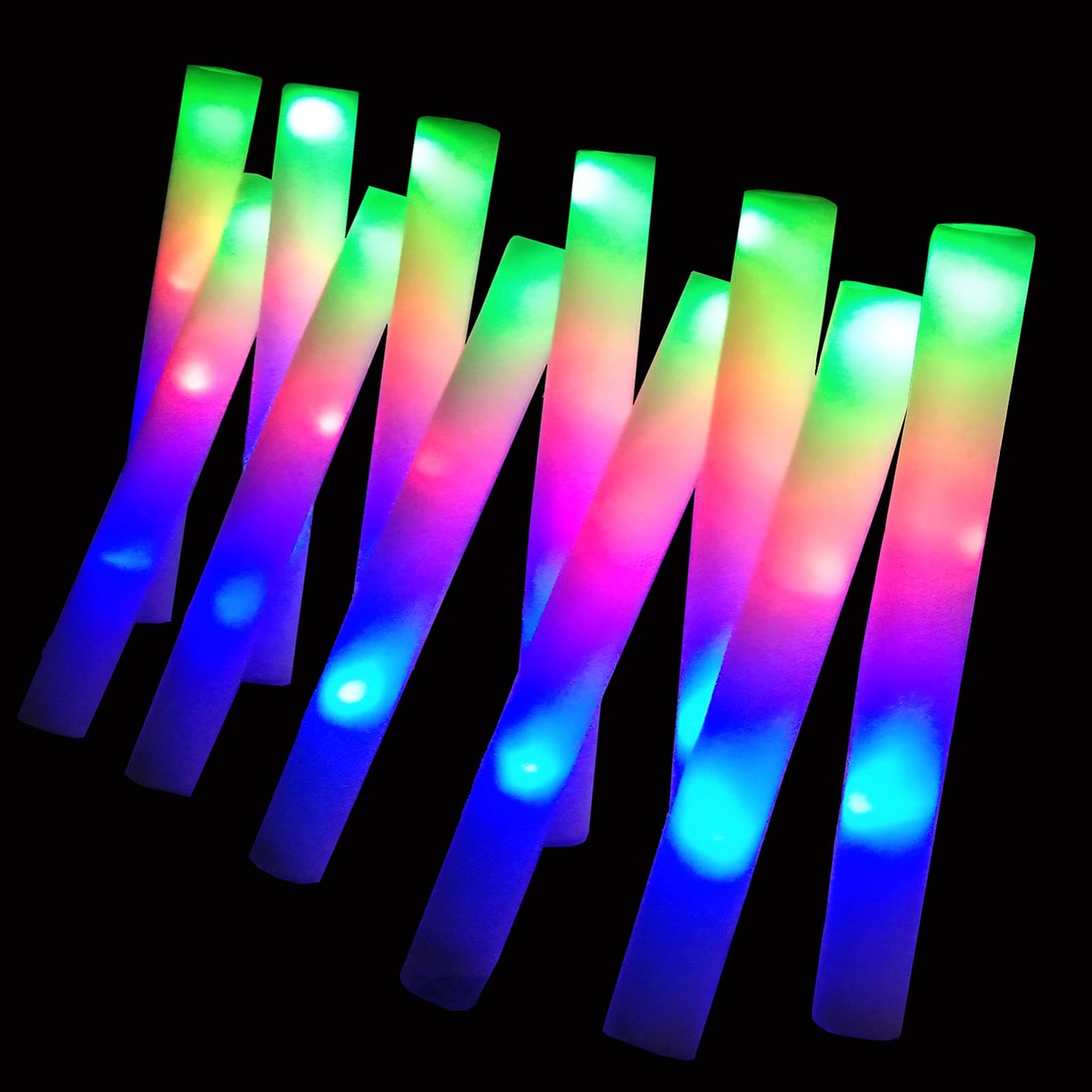 Bylaotrs Foam Glow Sticks Bulk 60 Pack,3 Modes Flashing LED Light Sticks Glow in The Dark Party Supplies Light Up Toys for Parties Wedding Birthday Concert Christmas Halloween