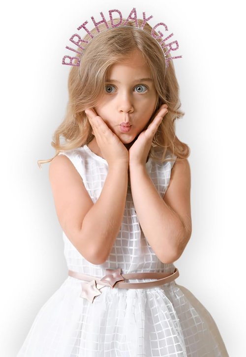 GREATRIL Pink Birthday Girl Tiara & Sash Set - Perfect Princess Party Accessories for Her