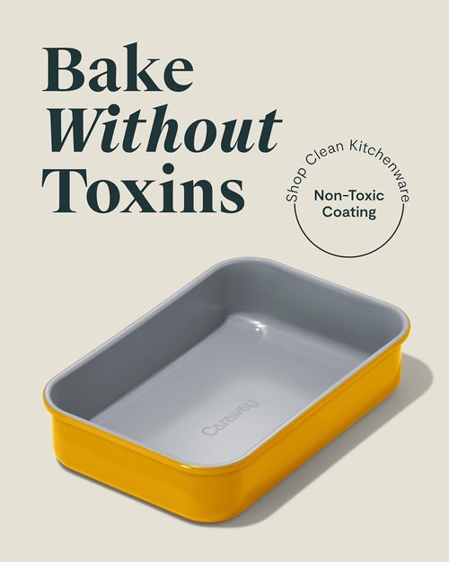 Caraway Nonstick Baking Pan Duo - 9” x 6.5” Deep Ceramic for Casseroles & Lasagna - Non-Toxic, Aluminized Steel - Marigold
