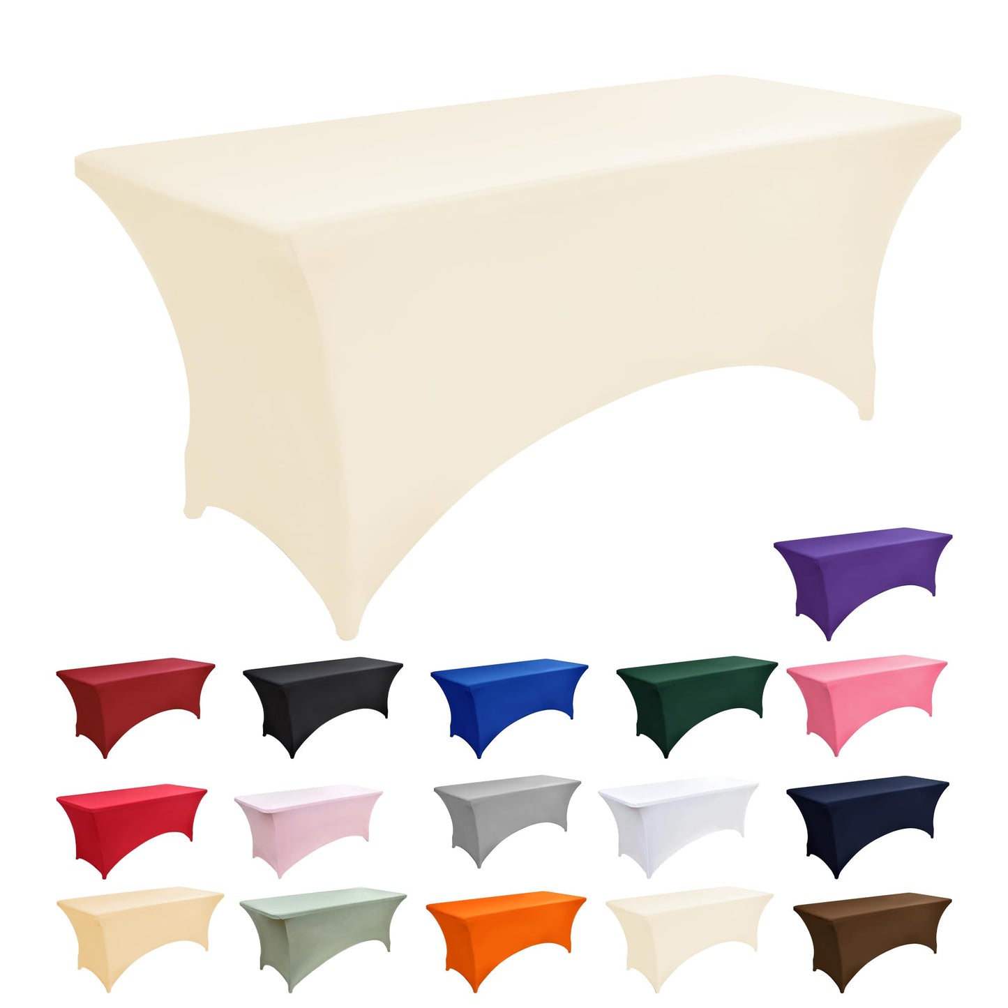 ZarzaaSik 2-Pack 8ft Spandex Table Covers for Rectangle Folding Tables - Washable Elastic Tablecloth - Ultimate Fitted Table Protector for Birthday Parties, Trade Shows, Banquet