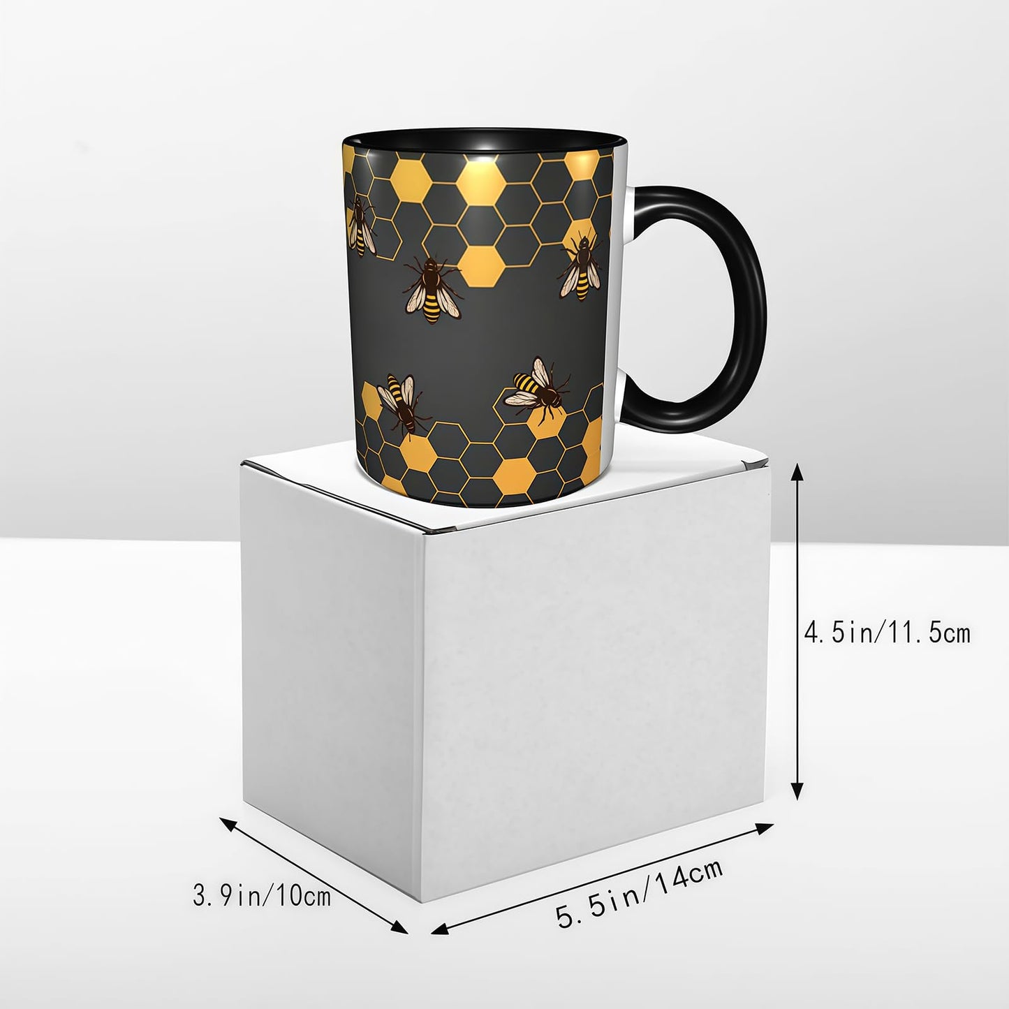 Honeycomb Bee Coffee Mug 11oz - Funny Ceramic Tea Cup for Men Women Office and Home Novelty Mugs Ideal Present Birthday Microwave Safe
