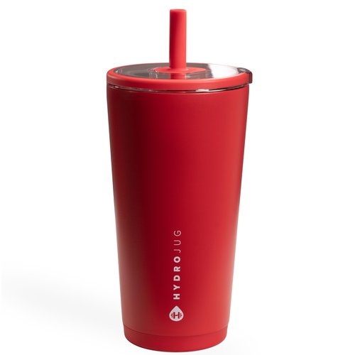 HydroJug Everyday Tumbler 20 oz – Ceramic-Lined Insulated Tumbler with Straw and Soft-Touch Lid, Cup Holder Friendly, Double-Wall Vacuum Insulation, Reusable Travel Cup – Alumni Red