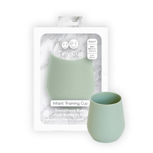 Ezpz Tiny Cup - 100% Silicone Training Cup for Infants | Sage Color | Ideal for Baby-Led Weaning