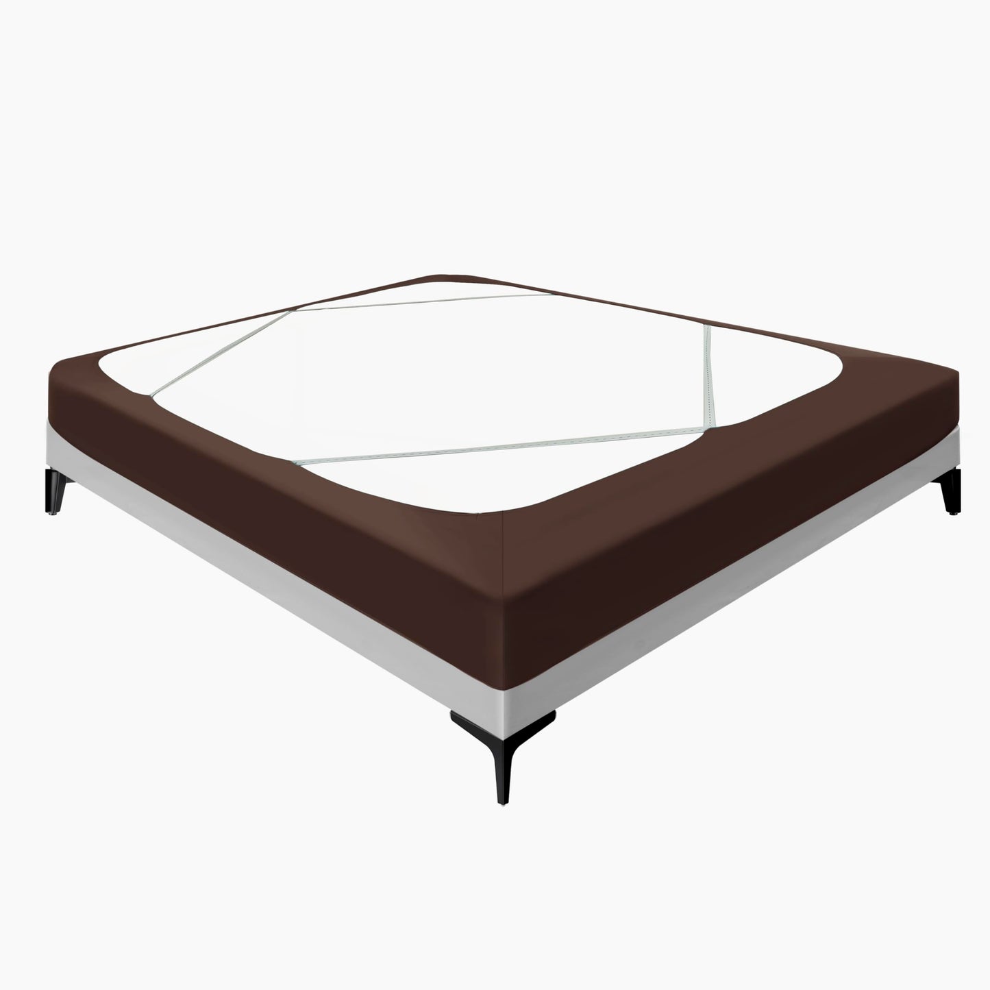 Biscaynebay Decorative Box Spring Cover Queen Size, Brown Jersey Luxurious Jersey Knitting Stretchy Wrap Around 4 Sides Bed Skirt for Home/Hotels, Easy Fit Wrinkle & Fade Free Machine Washable