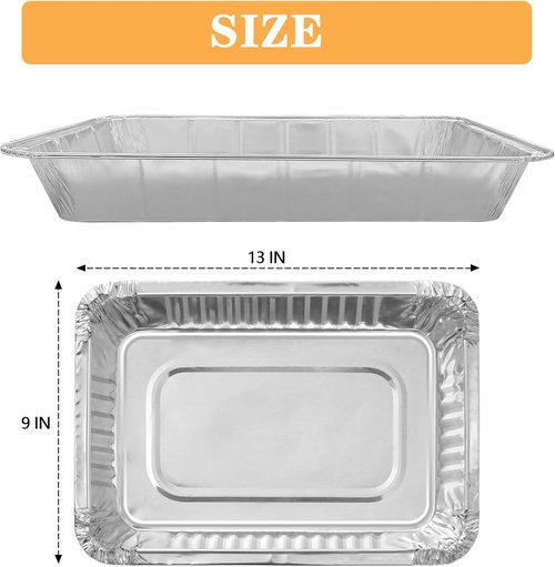 **Extra Heavy Duty 9x11 Aluminum Foil Pans - 10PCS Disposable Baking & Serving Trays for Parties | 8x11.1in Base**