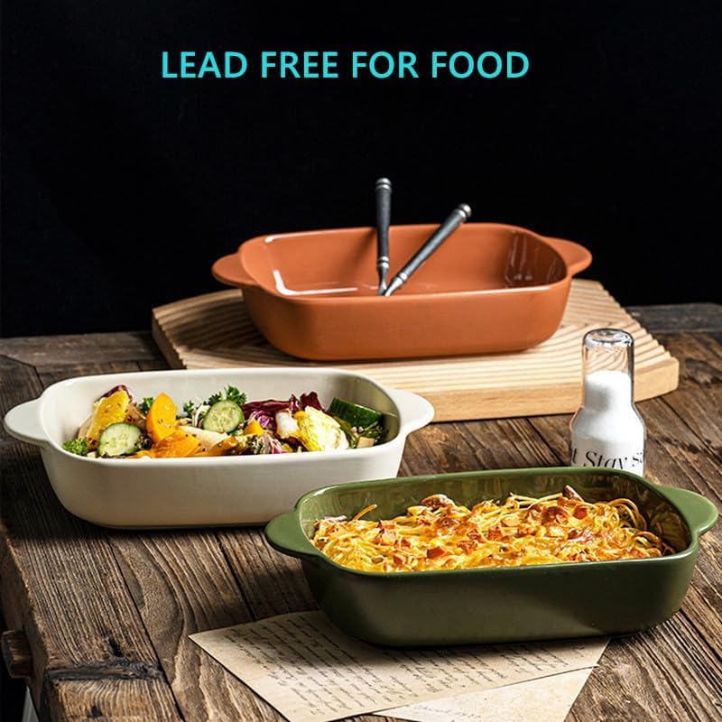 Skiennix Ceramic Casserole Dish - 33oz Covered Rectangular Bakeware with Lid | Oven & Dishwasher Safe