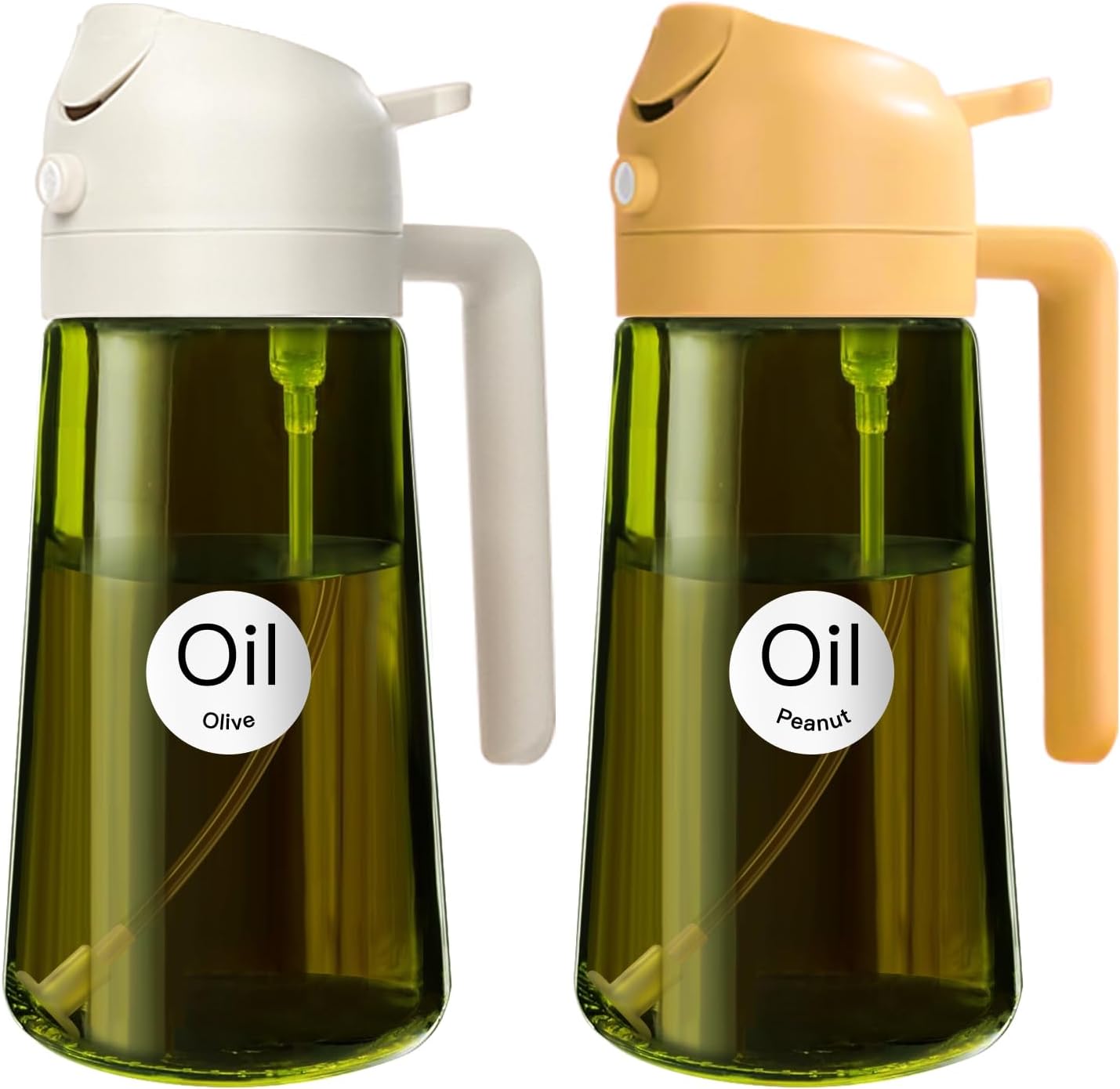 YARRAMATE 2PCS 16oz Olive Oil Sprayer - Food-Grade Glass Dispenser for Cooking | Dark Green & White