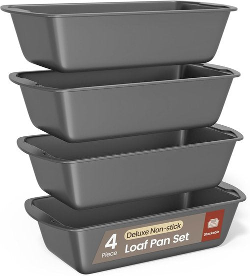 BAKKENMASTER Swiss Loaf Pan Set | 4-Piece Nonstick Carbon Steel Bakeware for Perfect Bread & Cakes