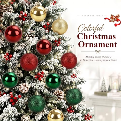 AERORIBOW Shatterproof Christmas Ornaments 30Pcs 60mm - Red Green Gold