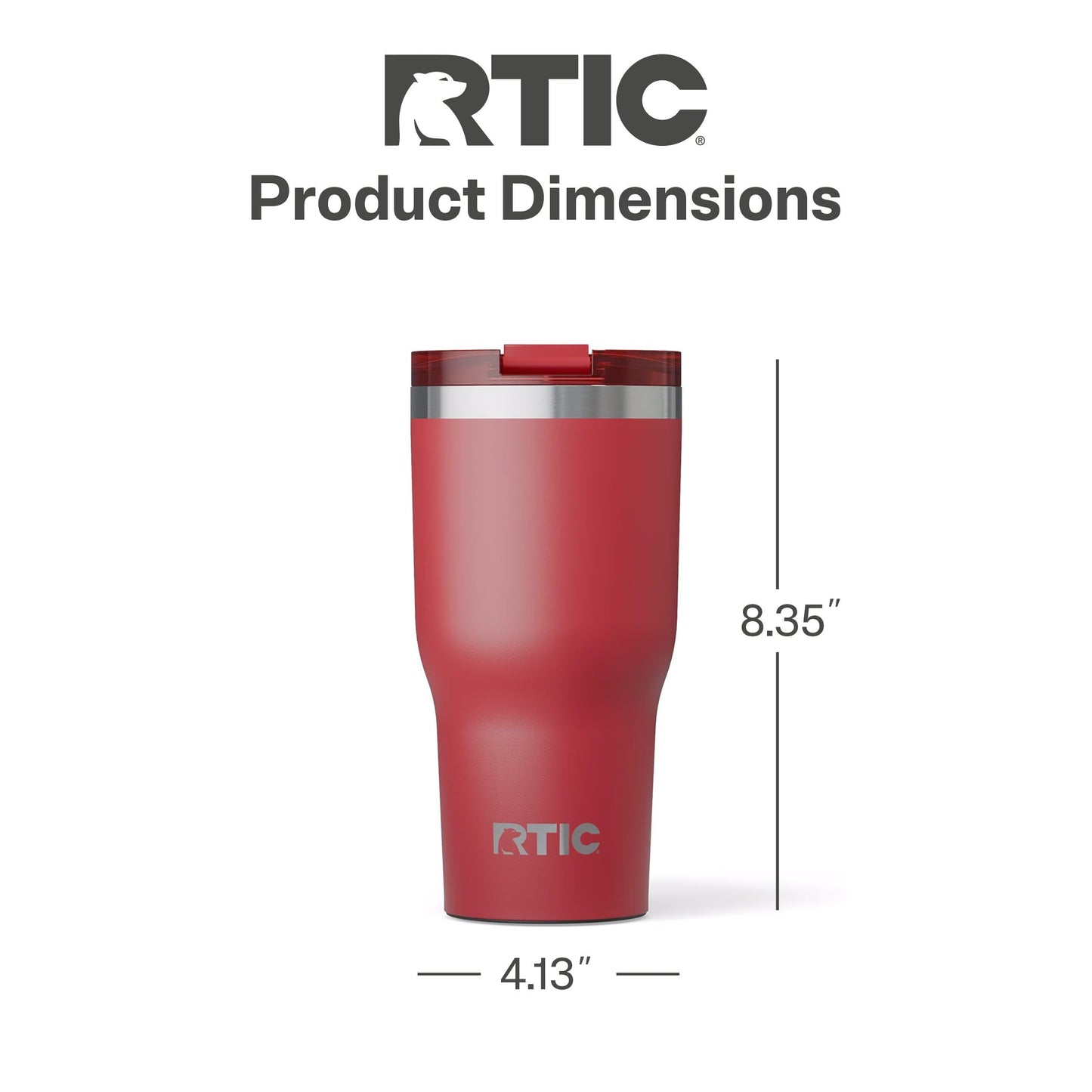 RTIC 30oz Essential Tumbler with Lid, Ceramic Lined, Insulated, Stainless Steel, Metal, Double Wall Vacuum-Insulation, Travel Cup for Iced Coffee, Tea, Hot and Cold Drink, Flag Red