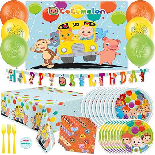 CoComelon Birthday Party Decorations Set with Banner Balloons Backdrop & Tablecloth