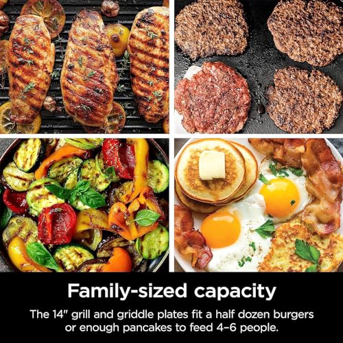 Indoor Smokeless Grill with Interchangeable Plates & 500°F Max Heat