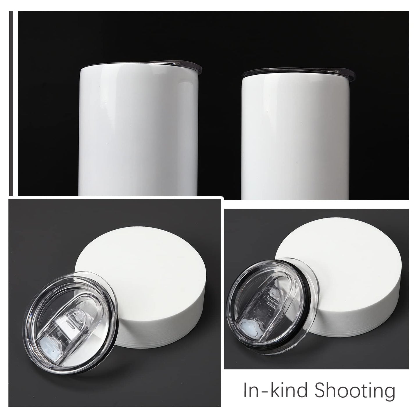 6 Pack 20 oz Skinny Tumbler Replacement Lids Plastic Splash Covers tops for 20 oz coffee cup lids Clear Cup Covers for 2.64 Inch Mouth Tumbler Cooler