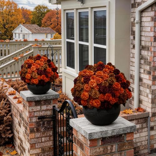 HIFORESTAR Mix Color 12 Bundles Artificial Fall Chrysanthemum Flowers Outdoor UV-Resistant Faux Plants