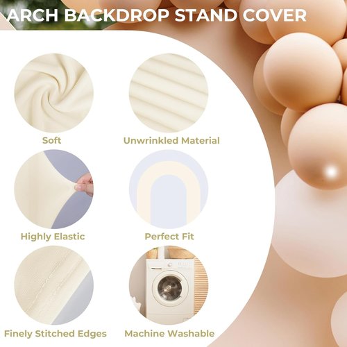 Babenest 7.2Ft Spandex Open Arch Backdrop - Fitted Double-Sided U-Shaped Cover for Weddings & Events | Ivory