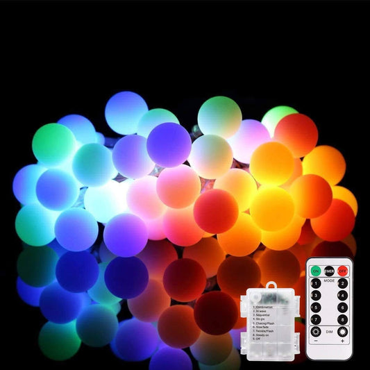 ALOVECO 18ft LED String Lights - 50 Waterproof Globe Fairy Lights with Remote & 8 Modes for Indoor/Outdoor Decor