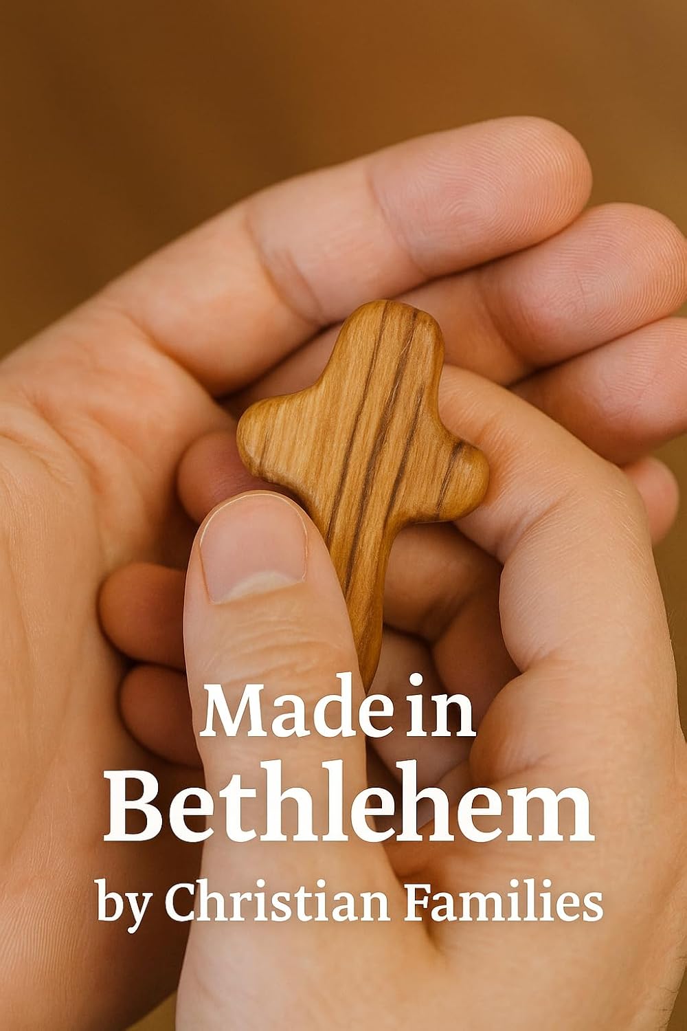 Handmade Olive Wood Crosses Set of 10 – Mini Fidget Pocket Crosses for Prayer & Comfort