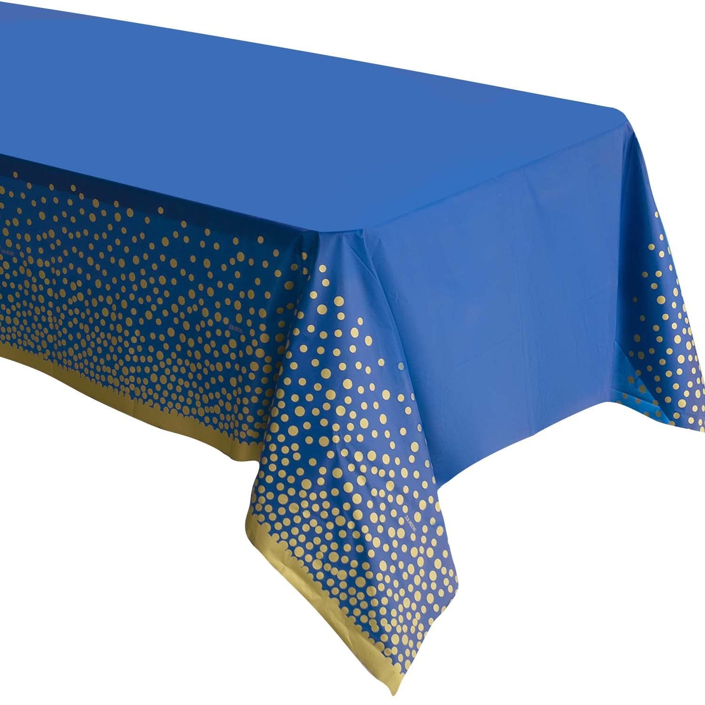 ZULADISE 2 Pack Premium Blue and Gold Plastic Tablecloths – Thick, Durable, Reusable Table Covers (54 x 108 in) – Disposable Party Tablecloths for Birthday, Graduation and Event Decorations