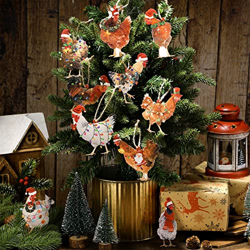 Amyhill Chicken Christmas Ornaments - 30 Pcs Wooden Tree Decorations (Variation: Chicken)