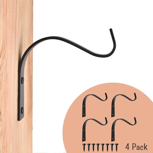 4 Inch Iron Wall Hooks by [Brand Name] - Rustic Plant Hanger Bracket for Indoor/Outdoor Decor