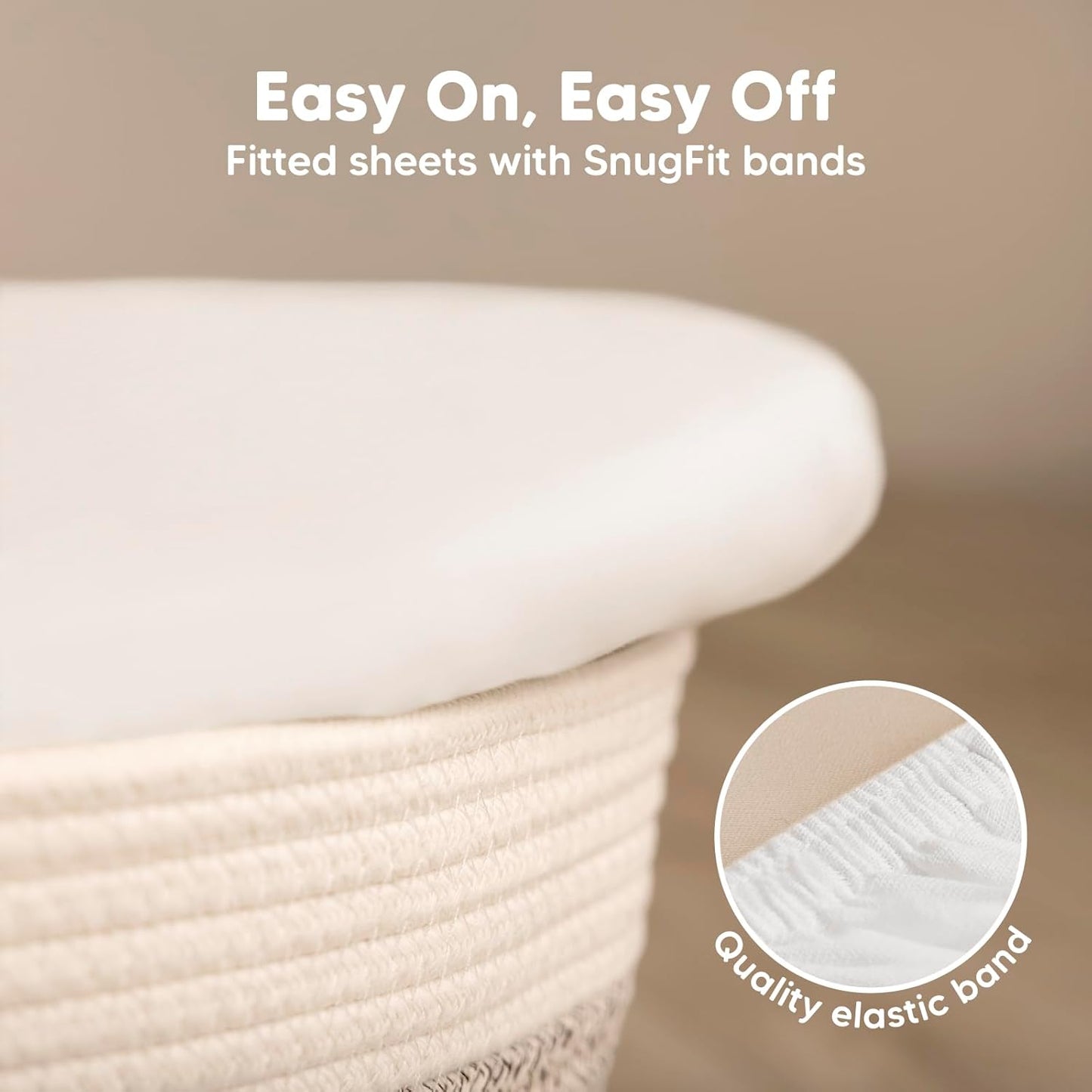 Skiennix Baby Bassinet Sheets - Soft Viscose Bamboo Fitted Sheets for 33x17 Mattresses | 2-Pack in Soft White