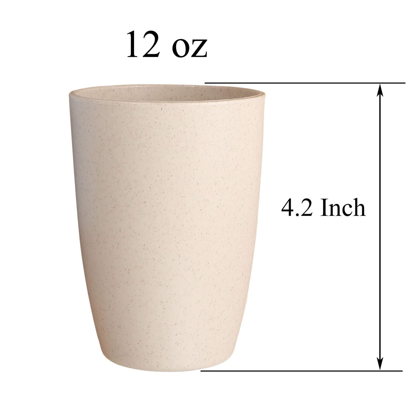 LuckyZone Wheat Straw Unbreakable Cup (12 oz) - Reusable Drinking Glasses Set of 5 - Dishwasher Safe Tumbler - BPA Free & Eco-Friendly (5Pcs)