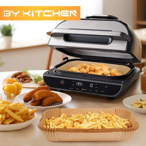 BYKITCHEN Air Fryer Liners - Rectangle Parchment Paper for Ninja Foodi XL Grill | Set of 100