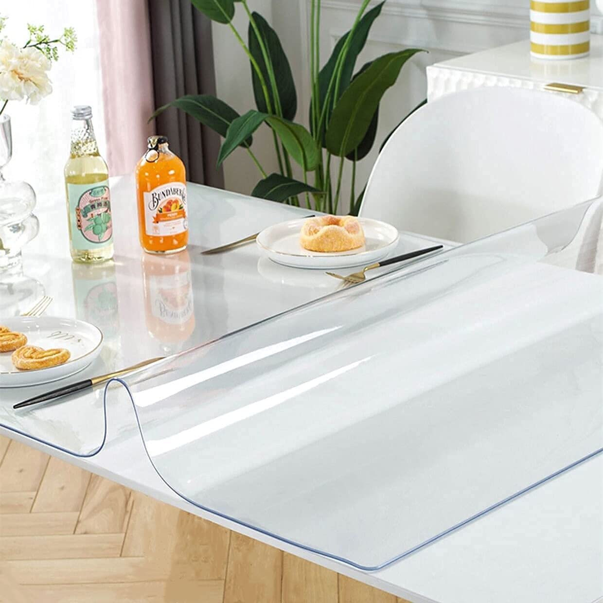 LovePads Frosted Table Cover Protector 44 x 60 Inch, 1.5mm Thick Plastic Table Cover, Table Protector for Dining Room Table, Waterproof Vinyl Tablecloth Table Pad Mat for Kitchen, Writing Desk