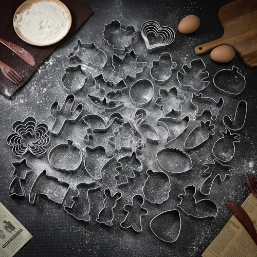 Maxdot 44-Piece Halloween Cookie Cutter Set Stainless Steel for Fall & Holiday Baking