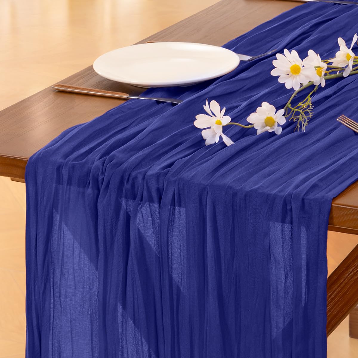 Socomi 6pcs Royal Blue Cheesecloth Table Runner Boho Rustic Gauze 120 inch 10FT Cheese Cloth Sheer Runner for Wedding Party Baby Shower Birthday Home Decor Holiday Decorations