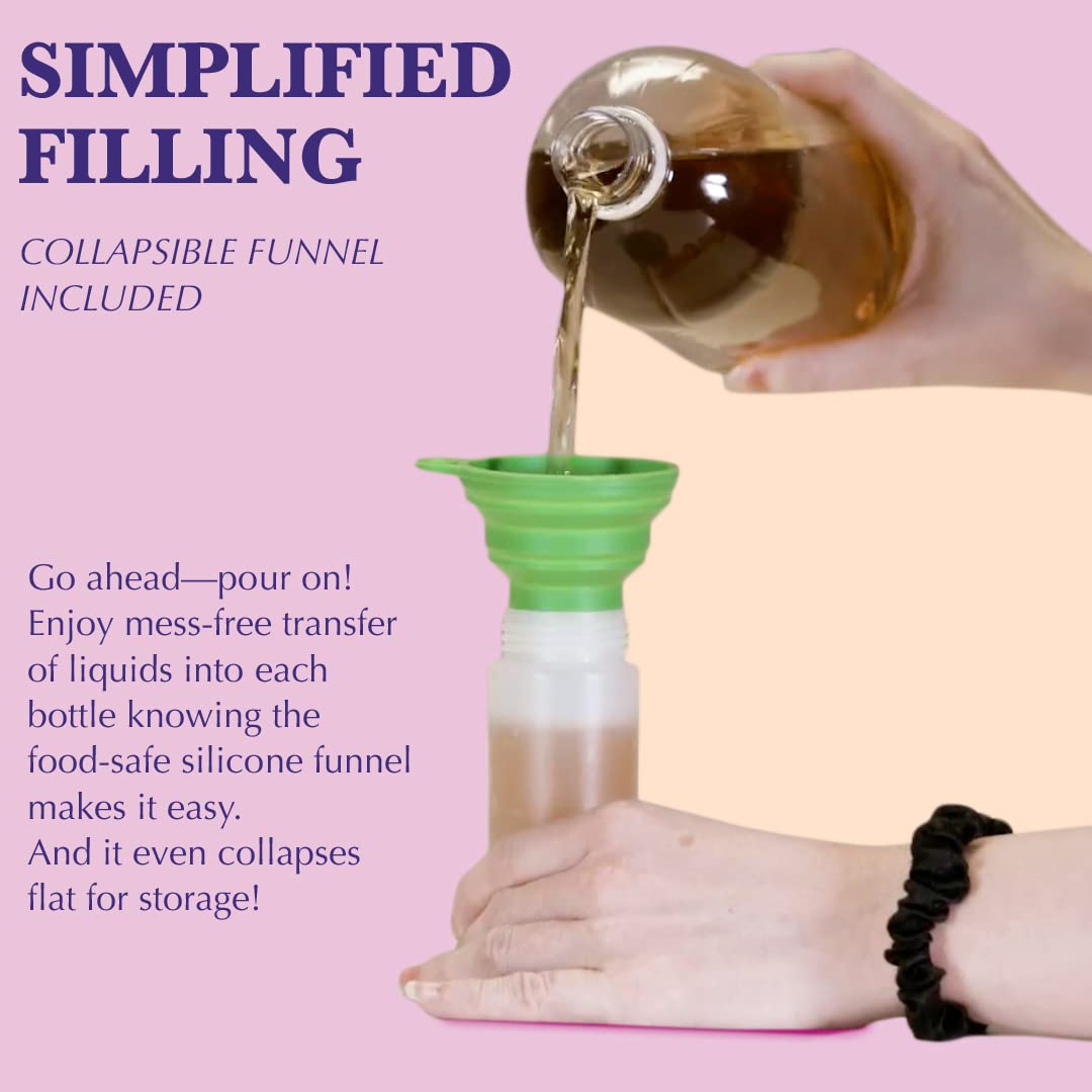 Bellemain 6-Pack Condiment Squeeze Bottles for Sauces - Includes Funnel, Erasable Marker & Reusable Labels, Perfect for Salad Dressings, Liquids, and Ketchup, Durable Plastic 16 oz Bottles