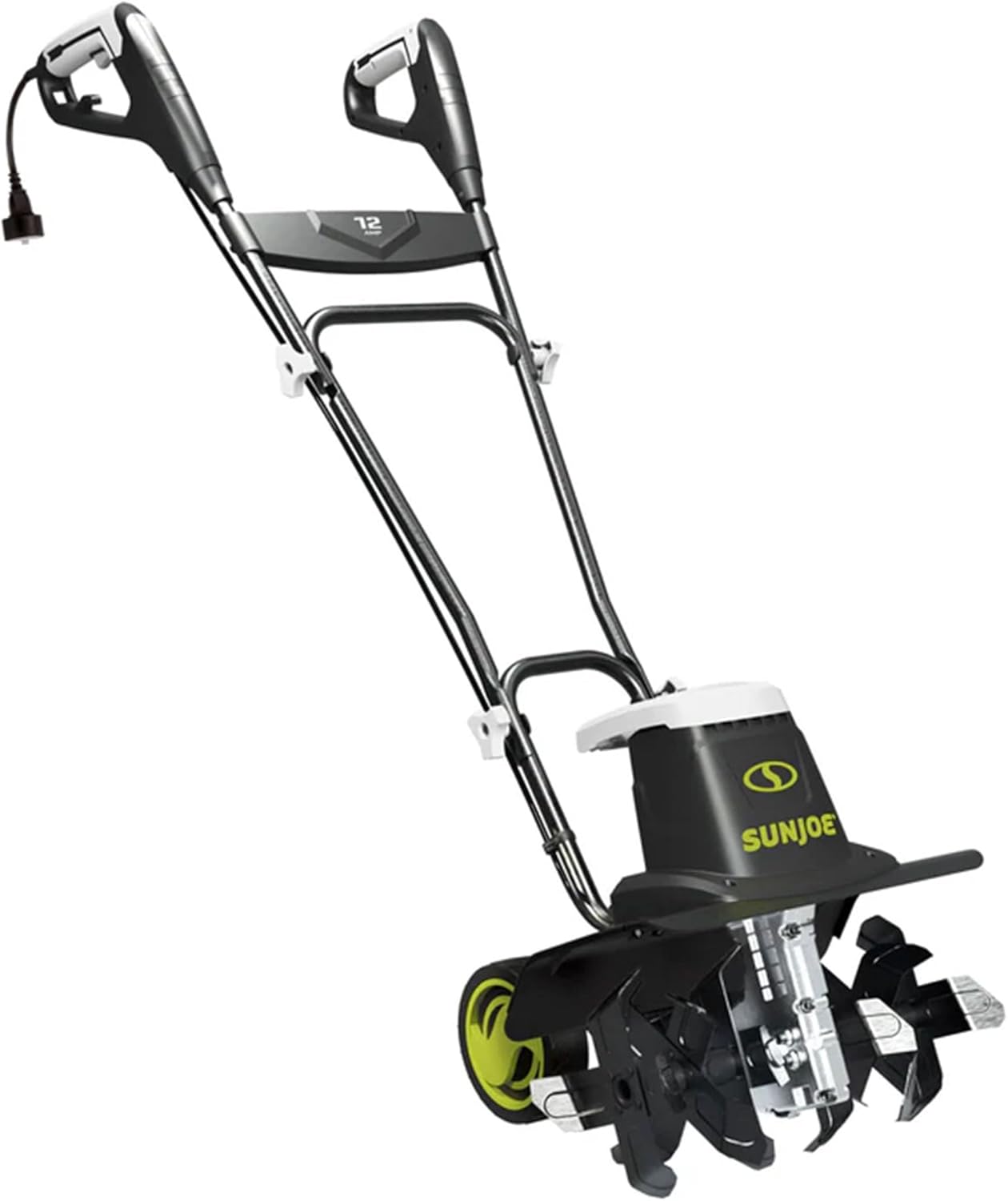Sun Joe Corded Electric Garden Tiller - 12-Amp Heavy-Duty Cultivator with 16-Inch Steel Tines for Lawn Care