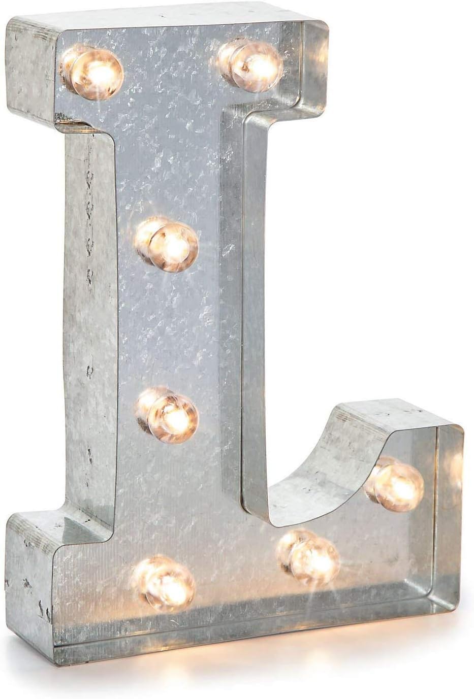 Silver Metal Marquee Letter J - 9.87” Tall Galvanized Decor for Events & Home
