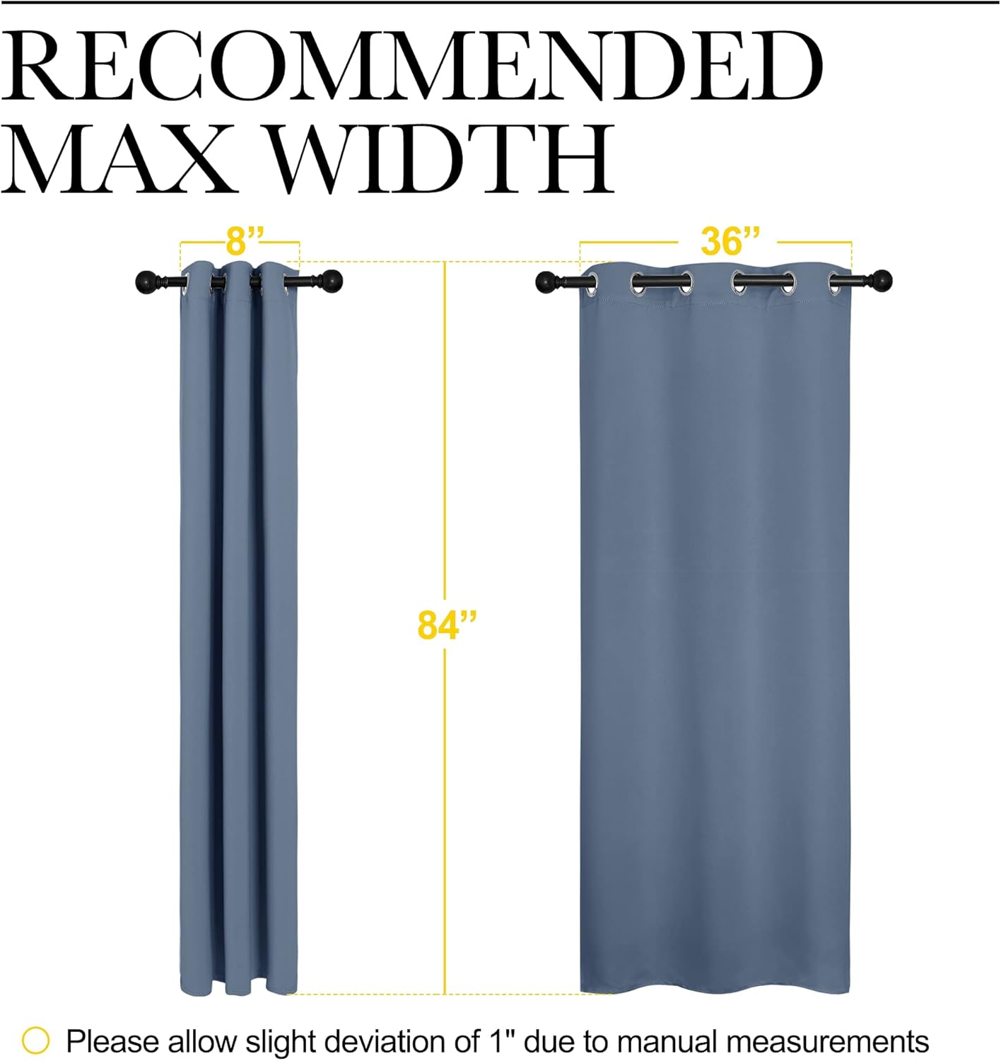 NICETOWN Triple Weave Thermal Insulated Blackout Curtains - Stone Blue, 42"x84" Double Panels for Guest Room
