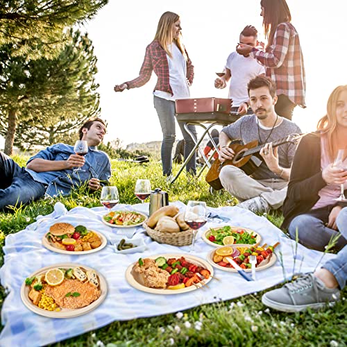 Vplus 12-Inch Compostable Oval Paper Plates - 120 Pack, Nature Variation
