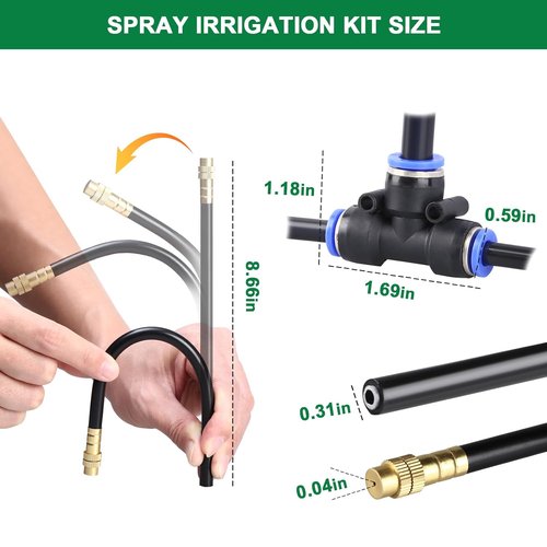 Drip Irrigation System - 100Ft 1/4" Garden Watering Kit with 24 Adjustable Copper Nozzles for DIY Gardens
