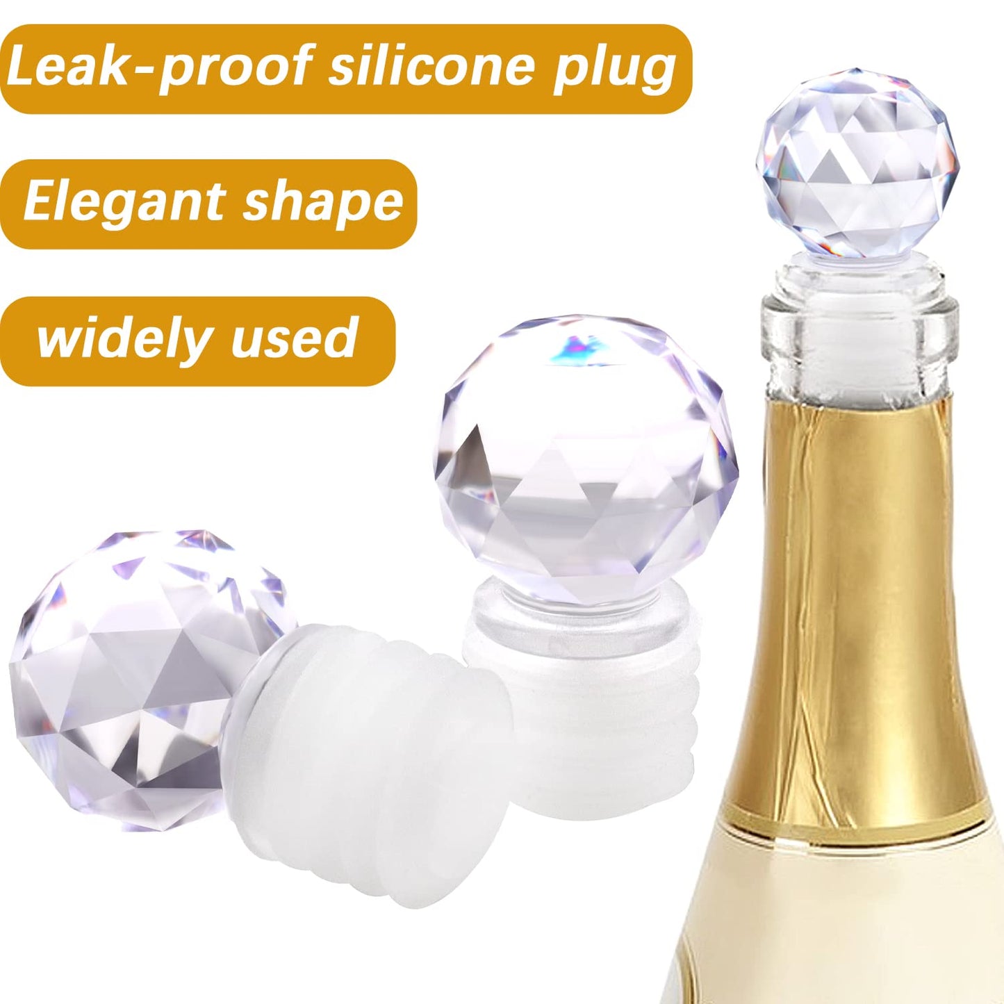 10Pcs Acrylic Bottle Stopper Decorative Wine Stoppers Crystal Clear With Airtight Silicone For Wine,Beverages,Soda,Champagne,Liquors,Oils
