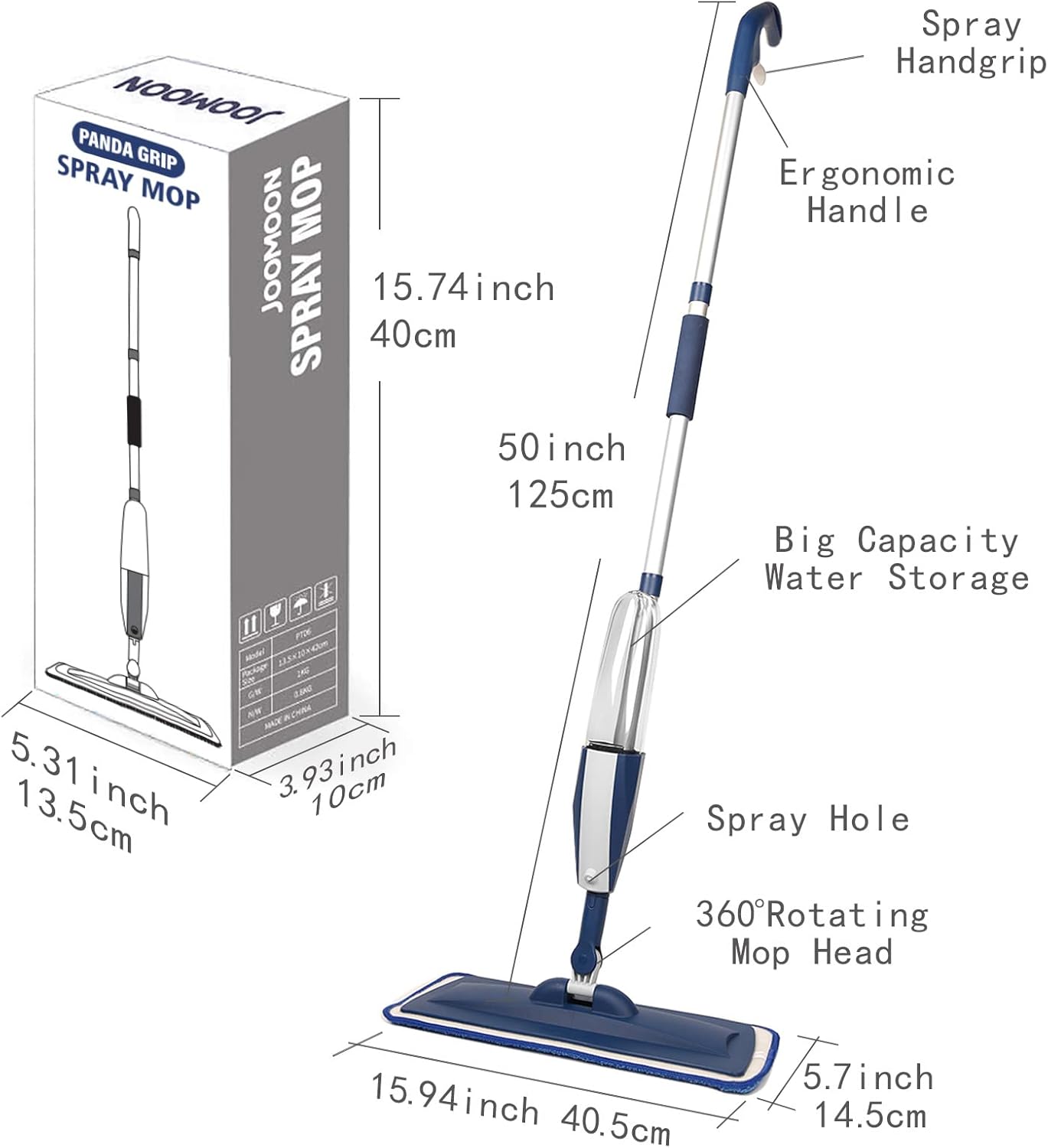 Skiennix Wet Spray Mop - 14 oz Refillable Bottle & 3 Washable Microfiber Pads | Ideal for Hardwood & Tile Floors