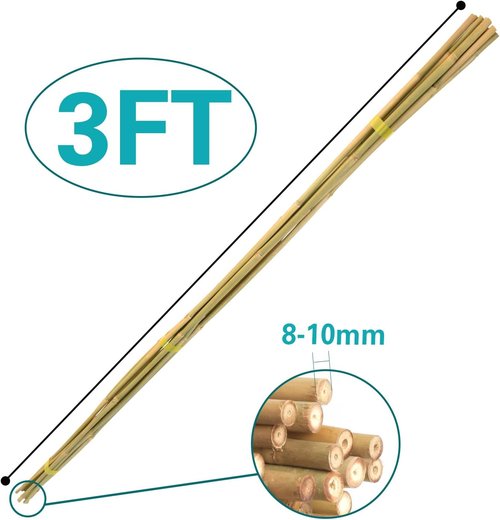 Bamboo Stakes 3 FT - 30 Pack Garden Support Stakes for Tomatoes, Beans & Flowers | Durable Plant Posture Support