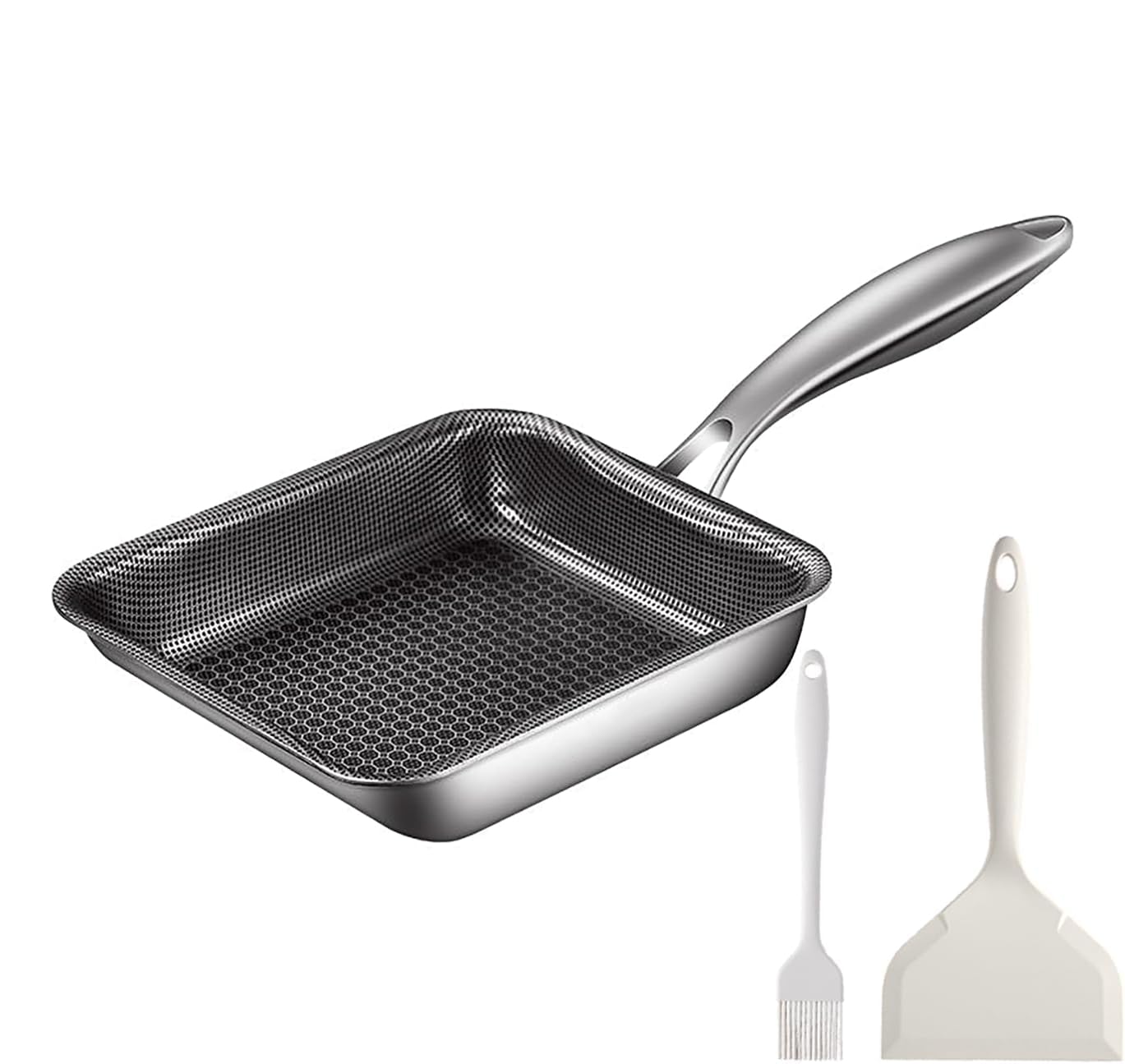 Toutrop 316 Stainless Steel Omelette Pan, Egg Pan Skillet, Square Cooking Pans Nonstick for Making Omelets, PFOA-Free