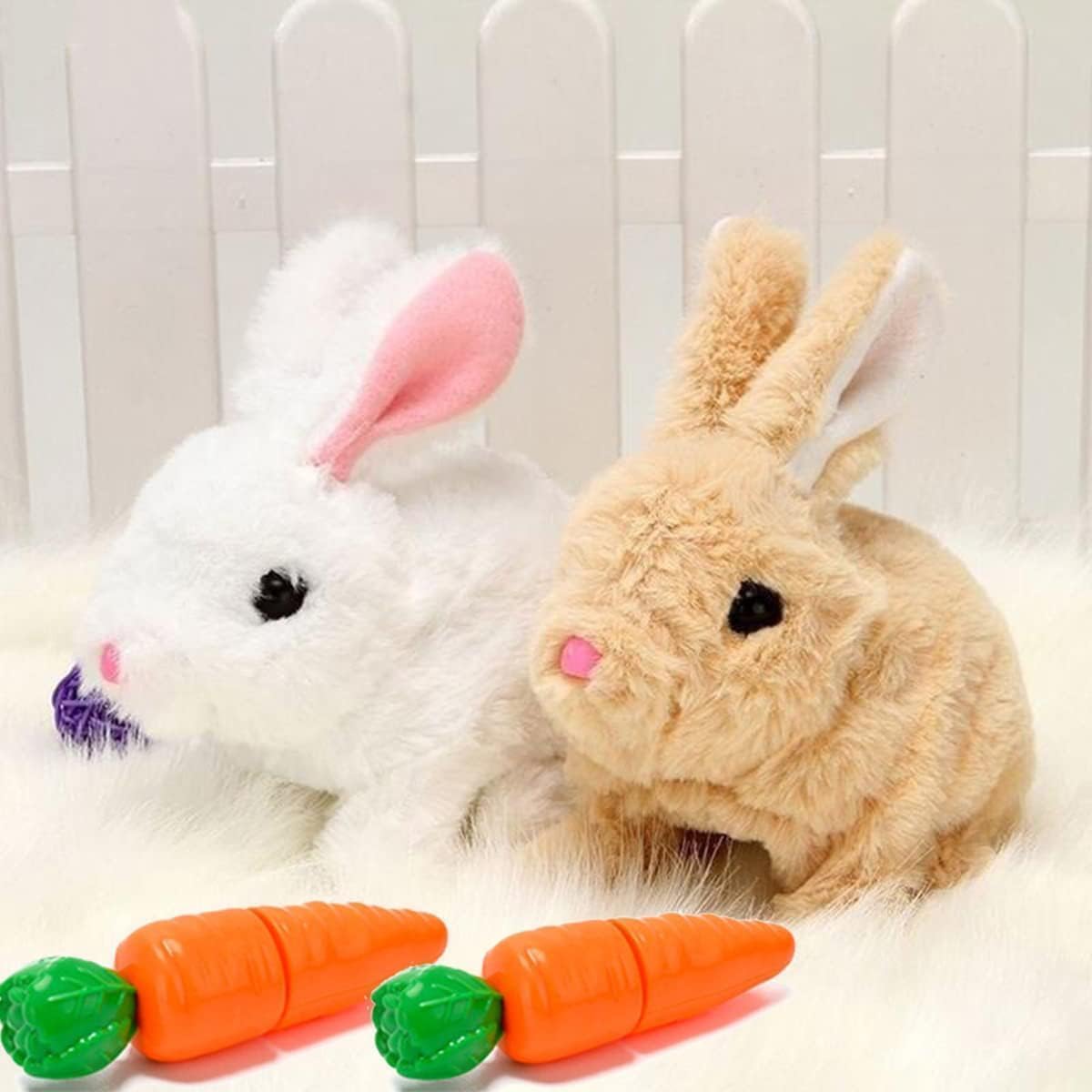 Realistic Bunny Toy - Interactive Plush Rabbit with Sounds & Movements | Animated Walking, Wiggle Ears, Twitch Nose - Easter Gift for Kids (Brown & White)